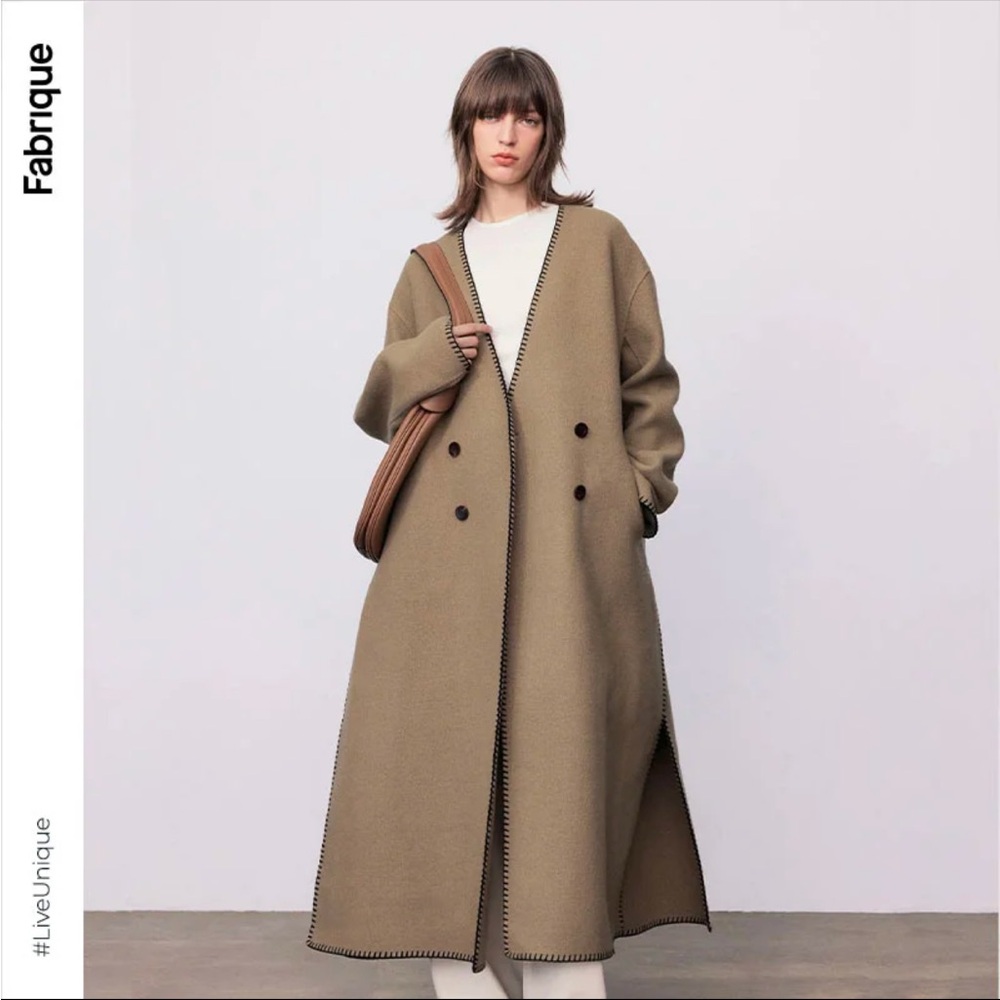 Fabrique Women's Tan Long Wool Coat